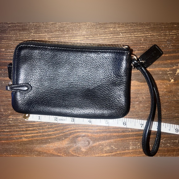 Coach F66505 Pebble Leather Double Corners Zip Wristlet Black - Picture 4 of 7